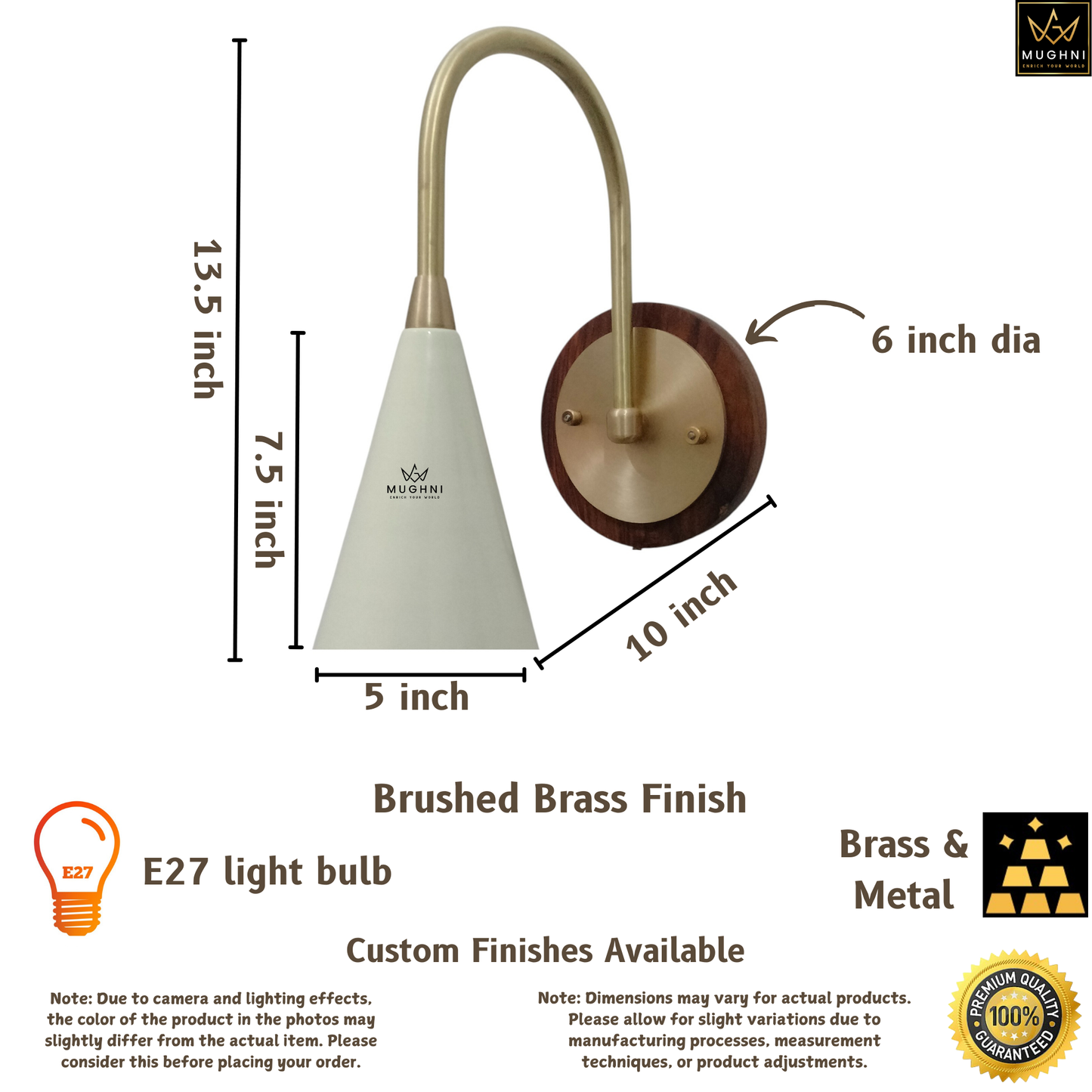 Mid Century Brass Wall Sconce Wooden Backplate Modern Italian Style Wall Lamp