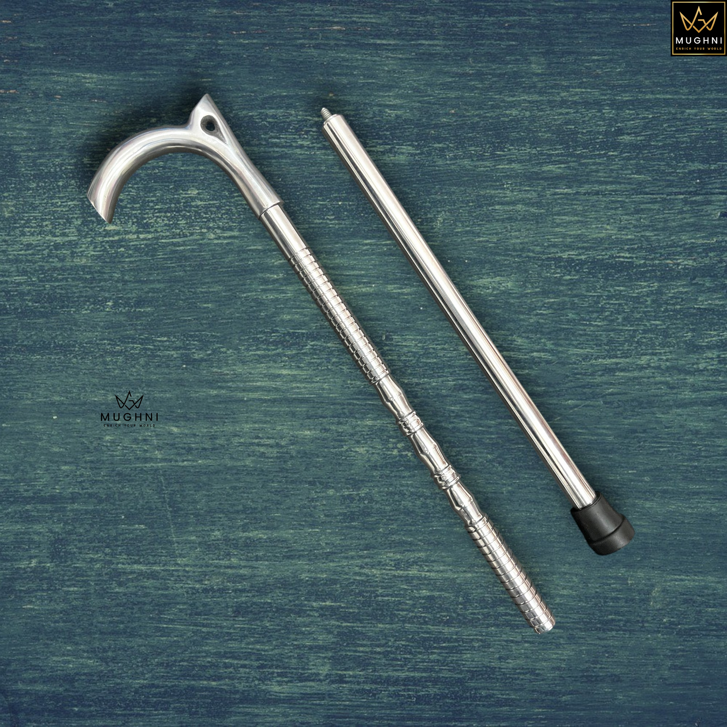 Foldable Silver Walking Cane | Lightweight Aluminum Portable Aid