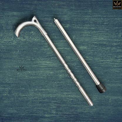 Foldable Silver Walking Cane | Lightweight Aluminum Portable Aid