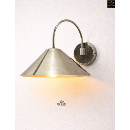Mid-Century Modern Metal Wall Sconce with Cone Shade – Chrome Wall Lamp | Mughni Lighting