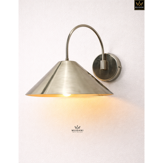 Mid-Century Modern Metal Wall Sconce with Cone Shade – Chrome Wall Lamp | Mughni Lighting