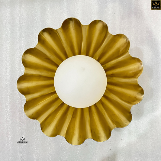 Brass Floral Wall Sconce, Art Deco Petal Lamp