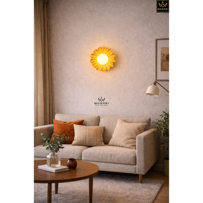 Brass Floral Wall Sconce, Art Deco Petal Lamp