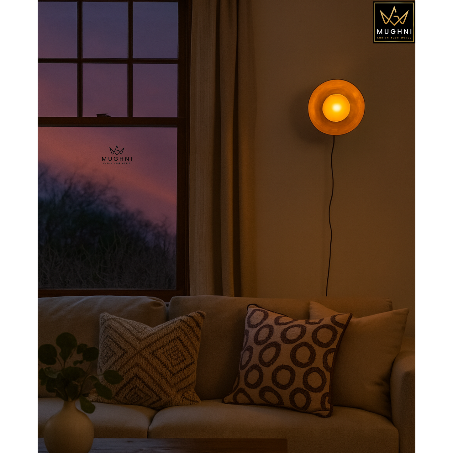 Antique Brass Wall Sconce with Frosted Glass Globe – Vintage Wall Lamp | Mughni Lighting