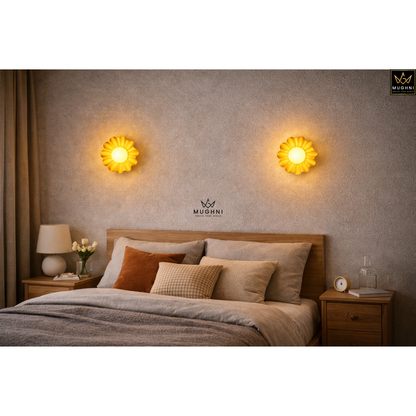 Brass Floral Wall Sconce, Art Deco Petal Lamp