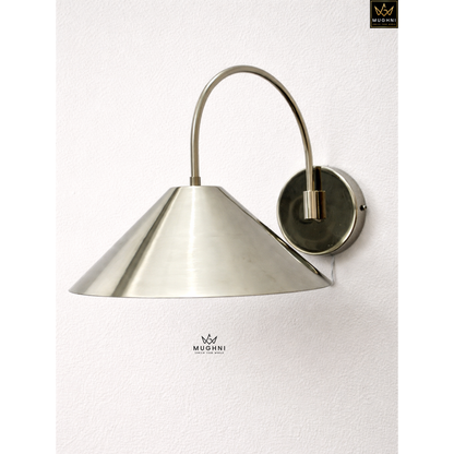 Mid-Century Modern Metal Wall Sconce with Cone Shade – Chrome Wall Lamp | Mughni Lighting