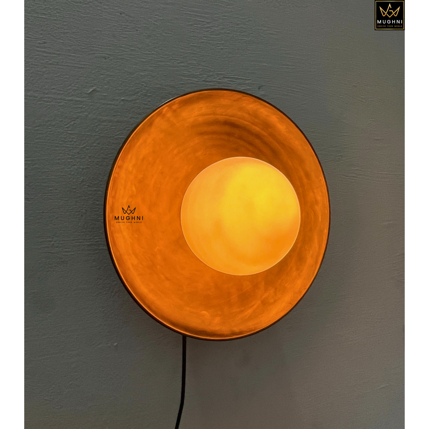 Antique Brass Wall Sconce with Frosted Glass Globe – Vintage Wall Lamp | Mughni Lighting