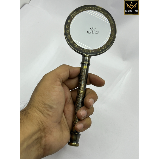 Engraved Brass Magnifying Glass: Vintage Style Reader Decor