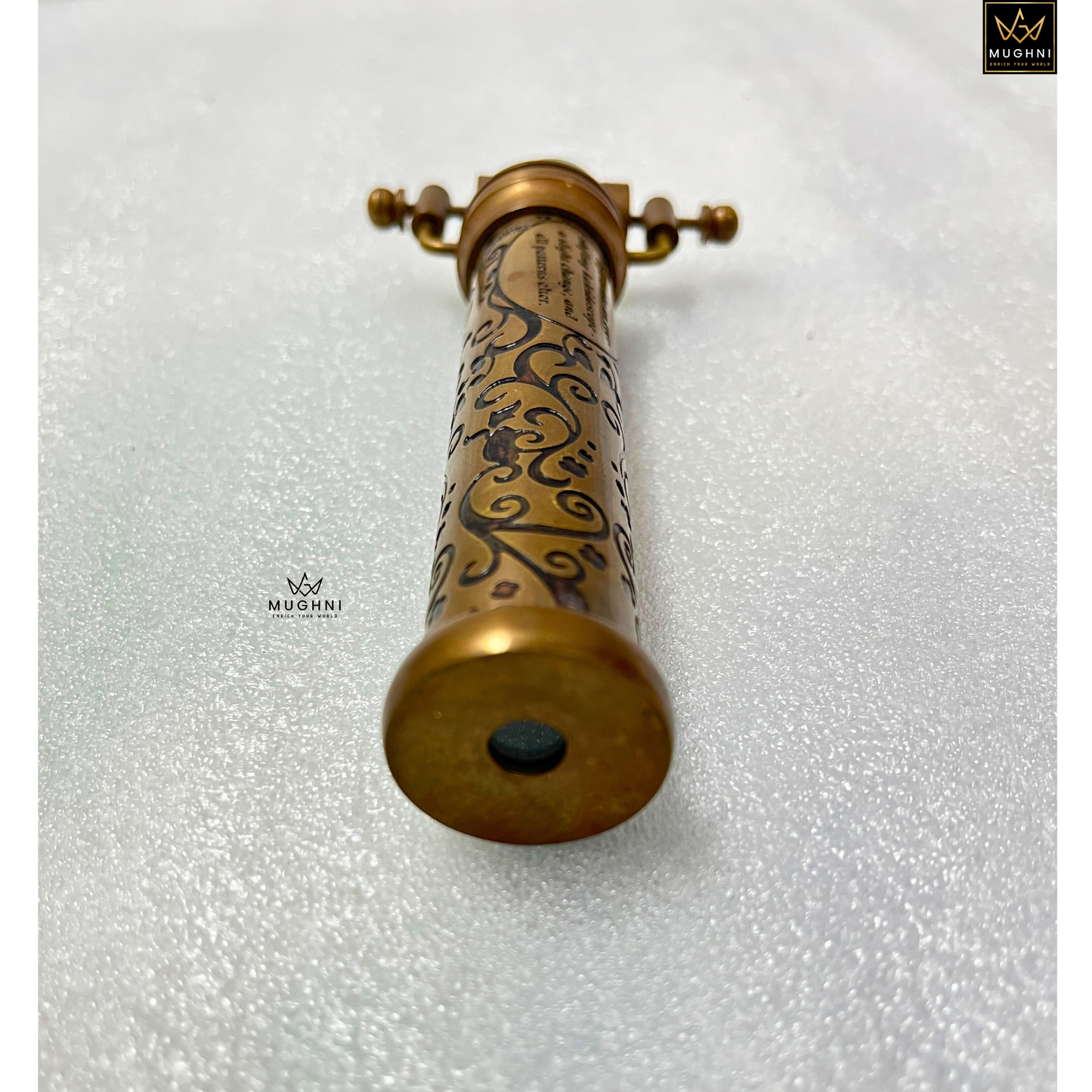 Handcrafted Antique Brass Kaleidoscope – Marble Eyepiece Vintage Toy