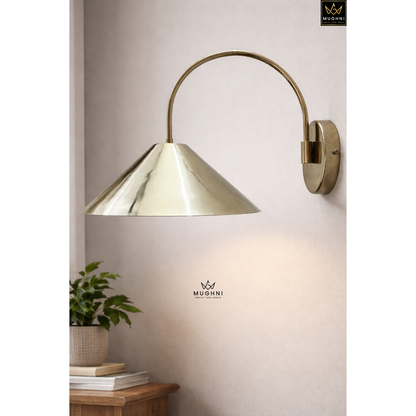 Mid-Century Modern Metal Wall Sconce with Cone Shade – Chrome Wall Lamp | Mughni Lighting