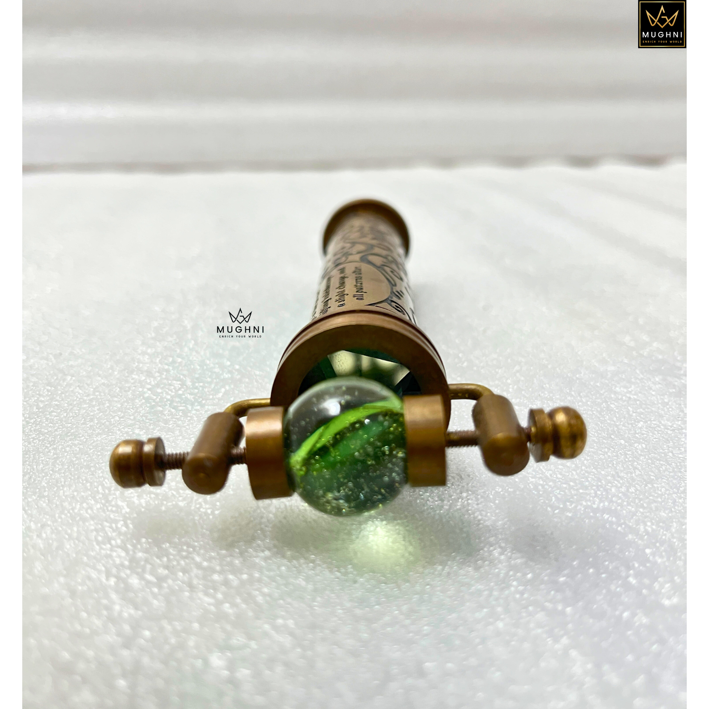 Handcrafted Antique Brass Kaleidoscope – Marble Eyepiece Vintage Toy