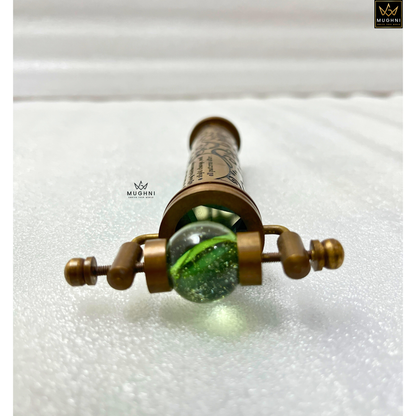 Handcrafted Antique Brass Kaleidoscope – Marble Eyepiece Vintage Toy