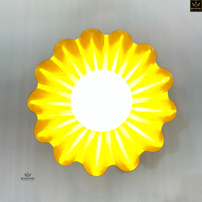 Brass Floral Wall Sconce, Art Deco Petal Lamp