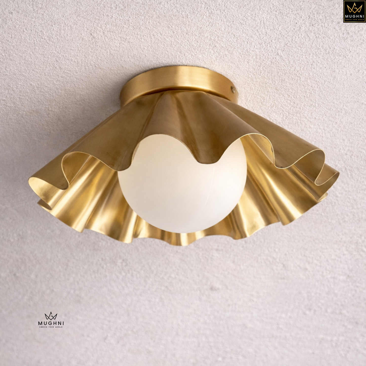 Brass Floral Wall Sconce, Art Deco Petal Lamp