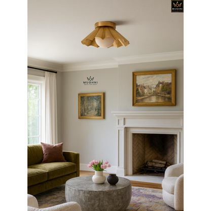 Brass Petal Flush Mount Ceiling Light