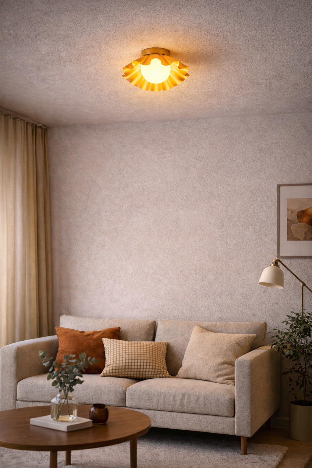 Brass Floral Wall Sconce, Art Deco Petal Lamp